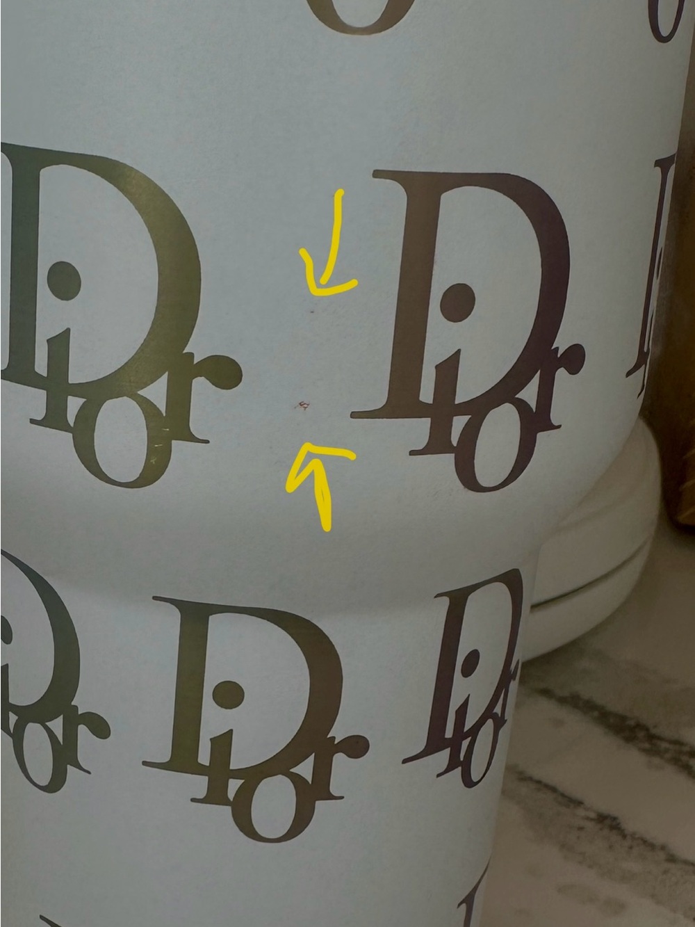 Dior Style White Monogram 40oz Stanley Rainbow Oil Slick w/Box READ DESCRIPTION - Picture 5 of 6